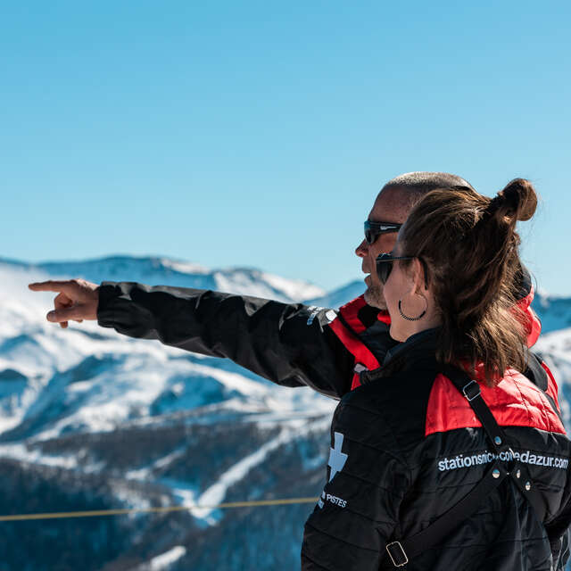 Opening of the ski area with ski patrollers